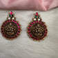 Goddess Lakshmi Nakshi Red Green Jadau Kundan Earrings
