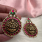 Goddess Lakshmi Nakshi Red Green Jadau Kundan Earrings