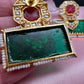 Red Green Carved Stone Jadau Kundan Earrings