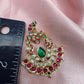 Red Green Jadau Kundan Chandbali Earrings