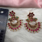 Peacock Red Green Jadau Kundan Chandbali Earrings