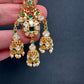 Peacock Green Jadau Kundan Jhumki Earrings