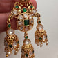 Peacock Green Jadau Kundan Jhumki Earrings
