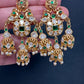 Peacock Green Jadau Kundan Jhumki Earrings