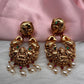 Goddess Lakshmi Nakshi Red Green Jadau Kundan Chandbali Earrings