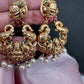 Goddess Lakshmi Nakshi Red Green Jadau Kundan Chandbali Earrings