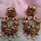 Goddess Lakshmi Nakshi Red Green Jadau Kundan Chandbali Earrings