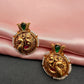 Peacock Red Green Jadau Kundan Studs Earrings