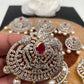 Diamond Finish CZ Red Stone Jada Billa Hair Pin Set
