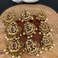 Matte Finish CZ Red Green Stone Jada Billa Hair Pin Set