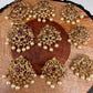 Matte Finish CZ Red Green Stone Jada Billa Hair Pin Set