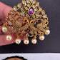Matte Finish Peacock CZ Red Green Stone Jada Billa Hair Pin Set