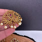 Matte Finish Peacock CZ Red Green Stone Jada Billa Hair Pin Set
