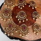 Matte Finish CZ Red Green Stone Jada Billa Hair Pin Set