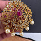 Matte Finish CZ Red Green Stone Jada Billa Hair Pin Set