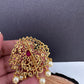 Matte Finish CZ Red Green Stone Jada Billa Hair Pin Set