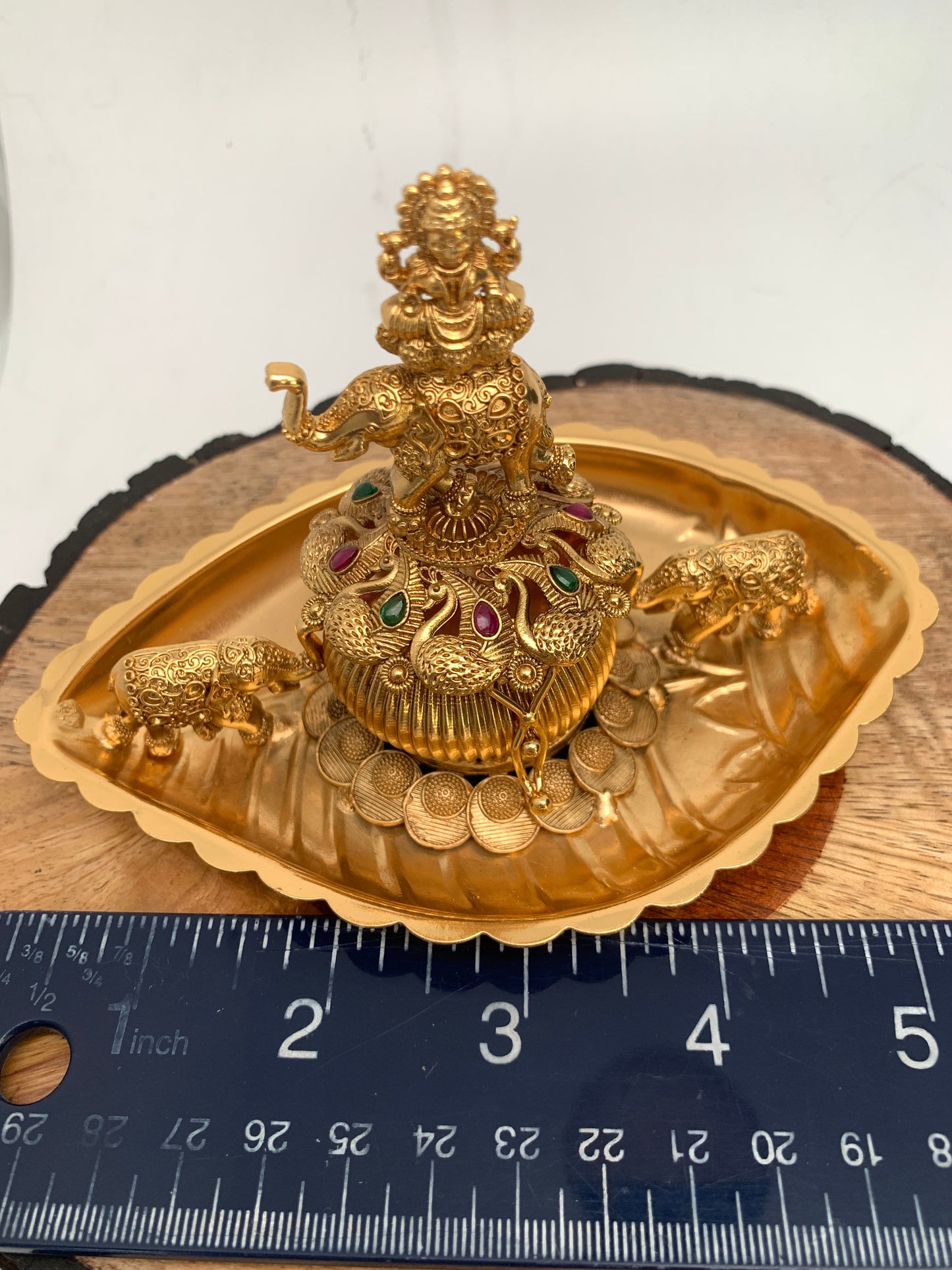 Goddess Lakshmi Elephant Matte Finish Kumkum Bharani Plate