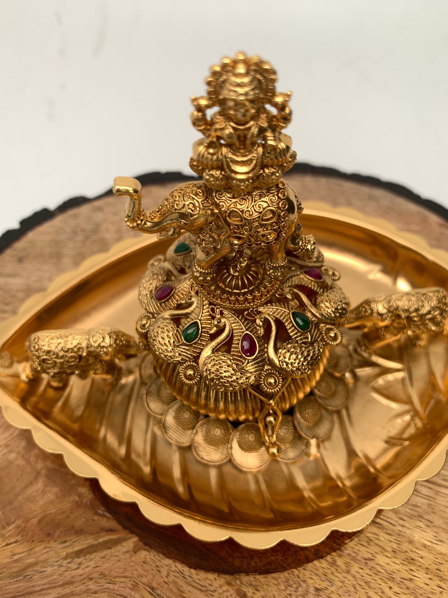 Goddess Lakshmi Elephant Matte Finish Kumkum Bharani Plate