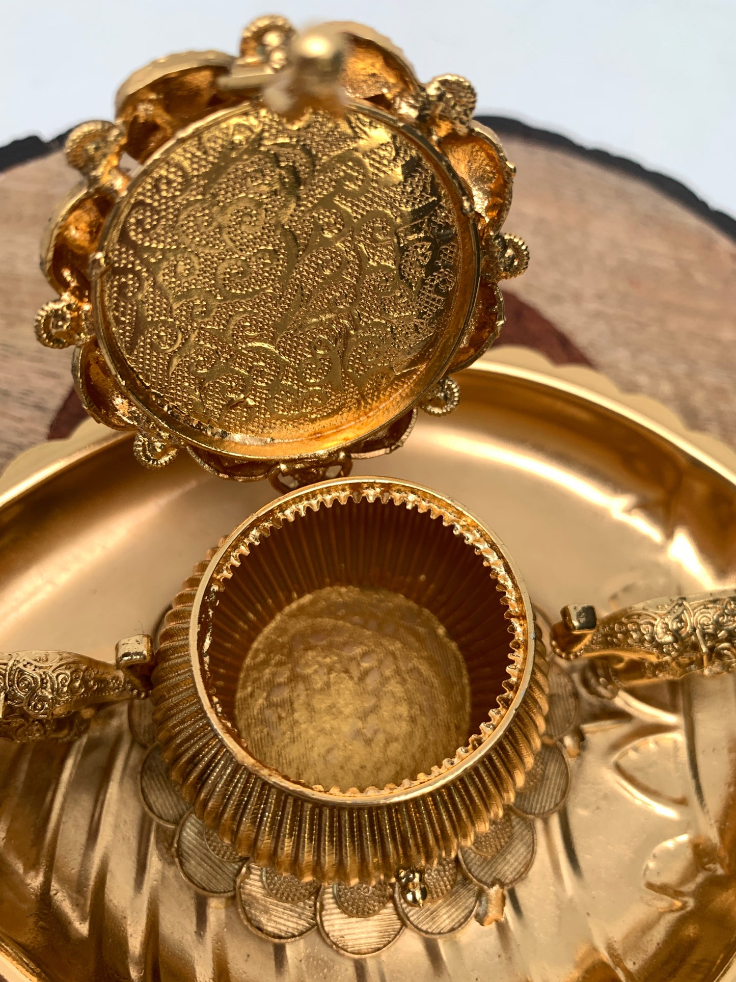Goddess Lakshmi Elephant Matte Finish Kumkum Bharani Plate
