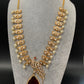 Peacock Pattern Wine Red Stone Pendent Kundan Pearls Short Necklace