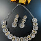 Floral Pattern Kundan Dual Tone Finish Neckline Necklace