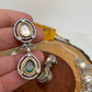 Kundan Moissanite Mint Green Stone Silver Finish Short Necklace