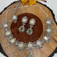 Kundan Moissanite Mint Green Stone Silver Finish Short Necklace