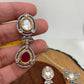 Kundan Moissanite Red Stone Silver Finish Short Necklace