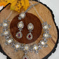 Kundan Moissanite Red Stone Silver Finish Short Necklace