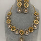 Floral Pattern Kundan Mint Green Stone Short Necklace