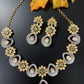 Floral Pattern Kundan Mint Green Stone Short Necklace