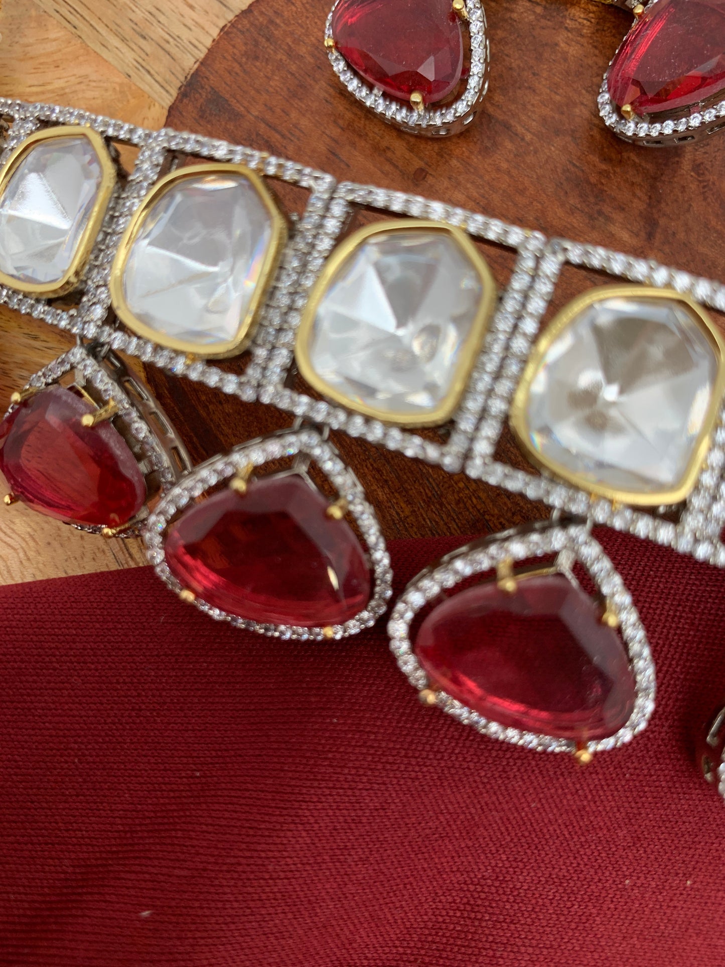 Moissanite AD Red Stone Choker