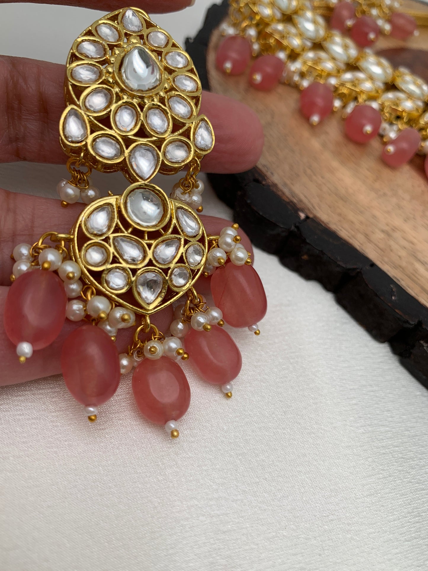 Kundan AD Pink Beads Choker