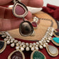 Kundan Multi Color Carved Stone Victorian Polish Necklace