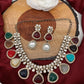 Kundan Multi Color Carved Stone Victorian Polish Necklace