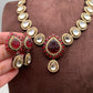 Moissanite Polki Pink Carved Stone Short Necklace