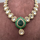 Moissanite Polki Green Carved Stone Short Necklace