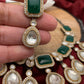 Kundan Uncut Diamond Finish Green Stone Necklace