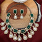 Kundan Uncut Diamond Finish Green Stone Necklace