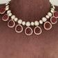 Moissanite Red Carved Stone Silver Polish Short Necklace