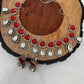 Moissanite Polki Red Carved Stone Victorian Silver Polish Short Necklace