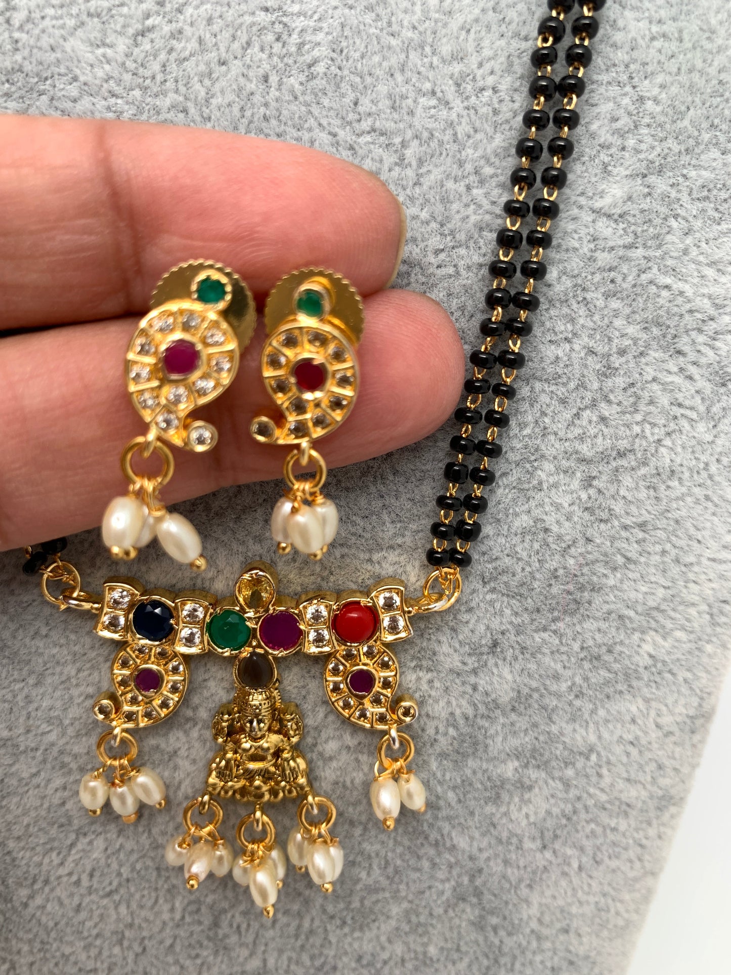 Goddess Lakshmi with Navratan Stone Mangalsutra