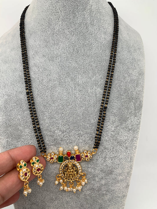 Goddess Lakshmi CZ Navratan Stone Mangalsutra