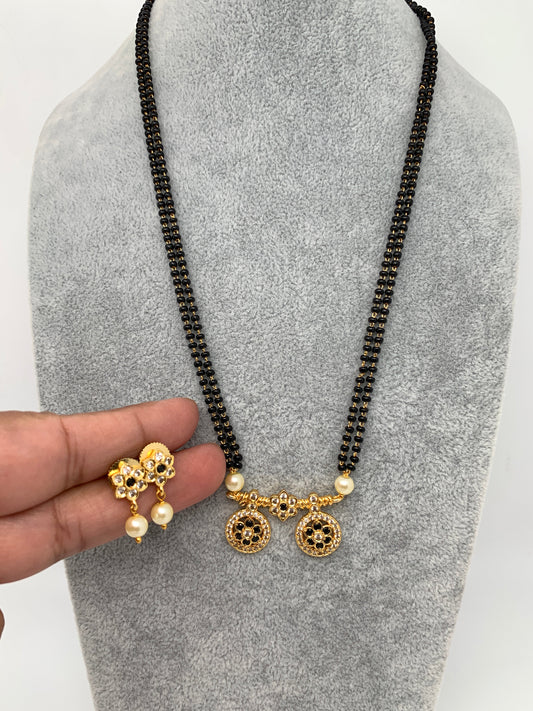 Floral CZ Black Stone Mangalsutra