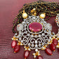 AD Red Stone Red Beads Dual Tone Mangalsutra