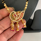 Peacock AD Golden Black Beads Red Green Stone Mangalsutra