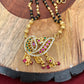 Peacock AD Golden Black Beads Red Green Stone Mangalsutra