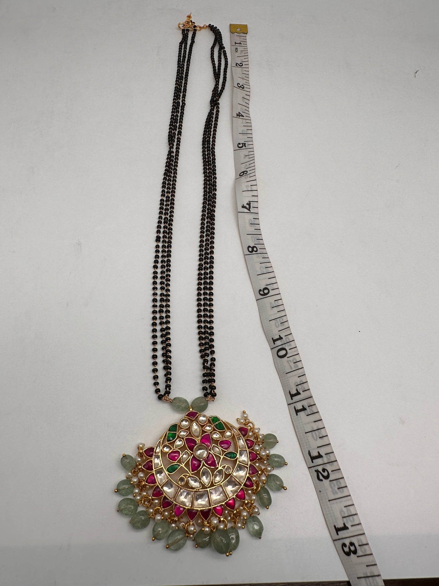 Jadau Kundan Black Beads Mangalsutra Necklace