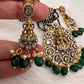 Goddess Lakshmi Color Stone Color Beads Mangalsutra Necklace - Green