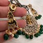 Goddess Lakshmi Color Stone Color Beads Mangalsutra Necklace - Green
